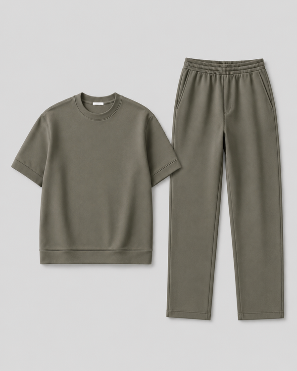 1O1 Essential Co-Ord Set - Stone Olive